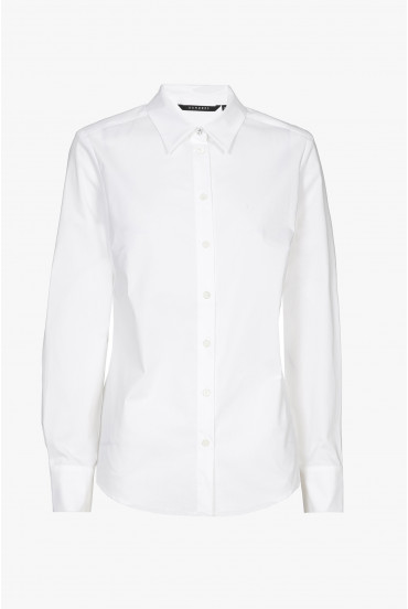 White cotton long-sleeved shirt