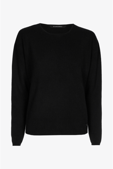 Pull en cachemire noir à col rond