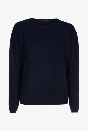 Navyblauer Cashmere Pullover mit Rundhalsausschnitt