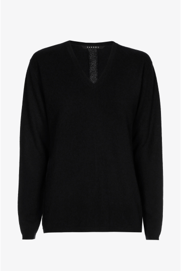 Pull en cachemire noir à col en V