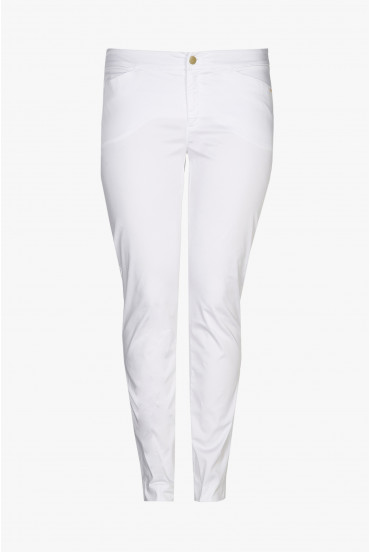 Weiße Baumwollhosen, slim fit