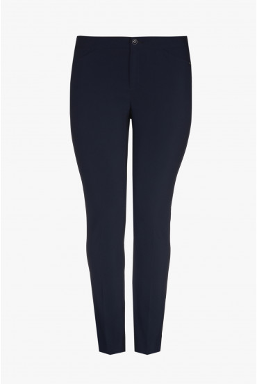 Navy-blue slim-fit trousers