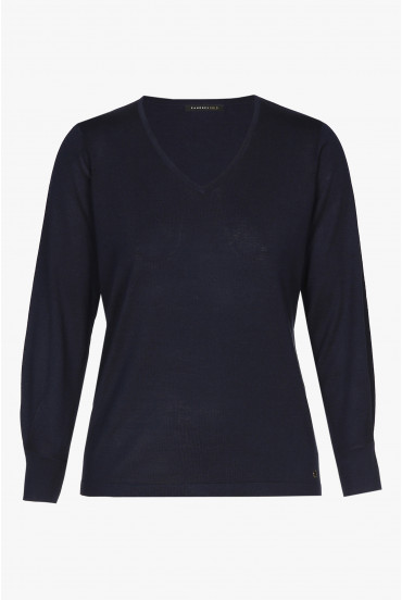 Navyblauw zijden truitje met lange mouwen
