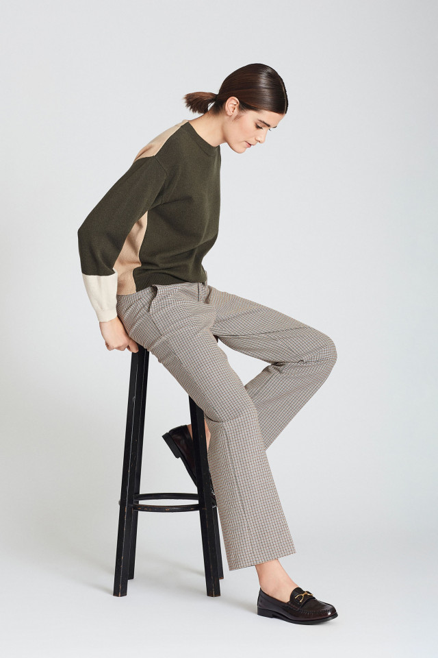 Checked trousers in brown, beige and khaki
