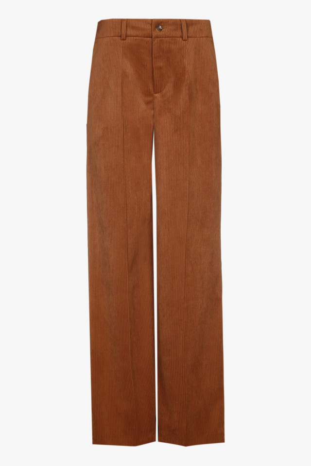 Pantalon brun en velours côtelé