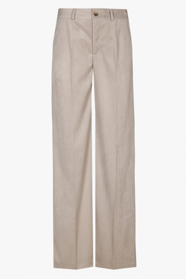 Pantalon gris clair en velours côtelé