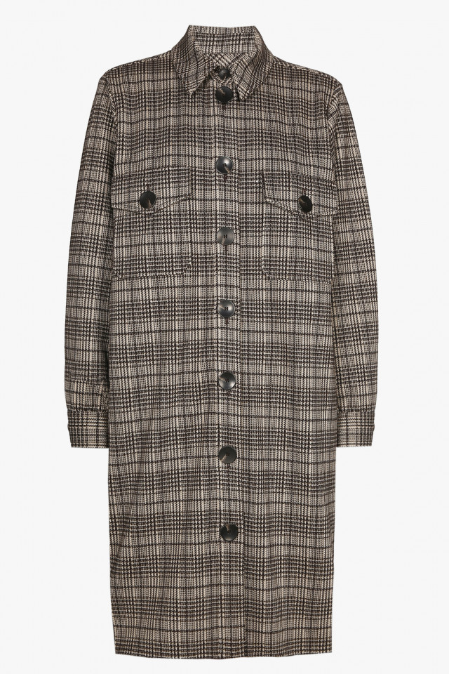 Taupe checked shirt dress