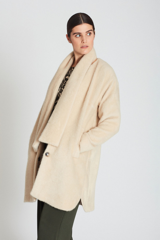 Medium length ecru coat 