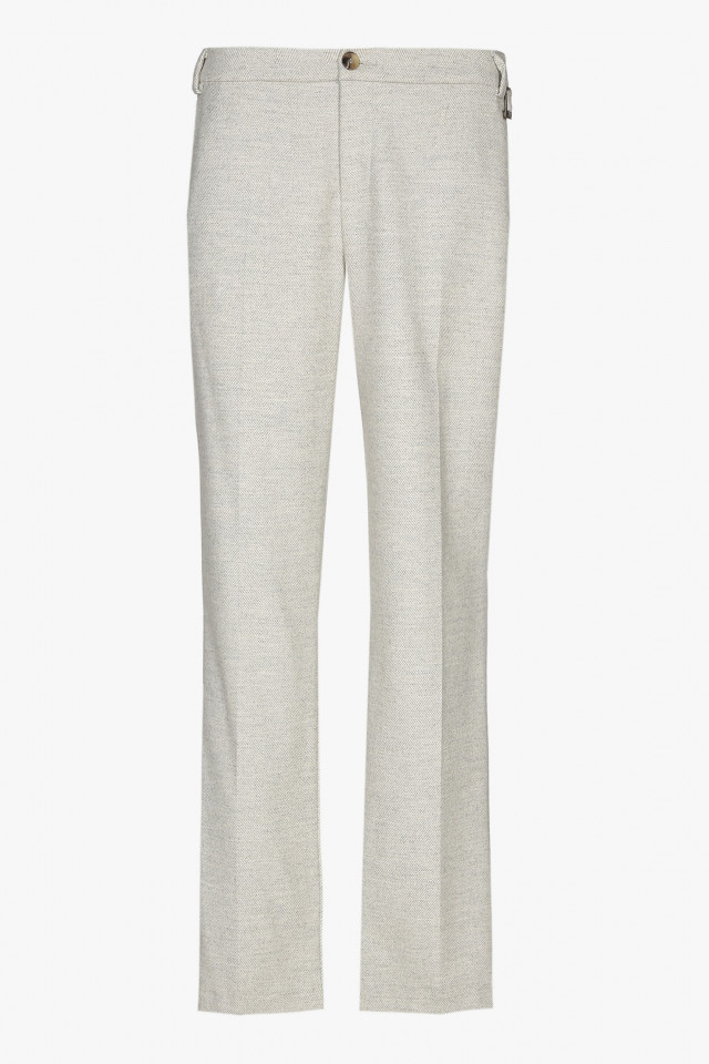 Grey woollen trousers with chevron pattern