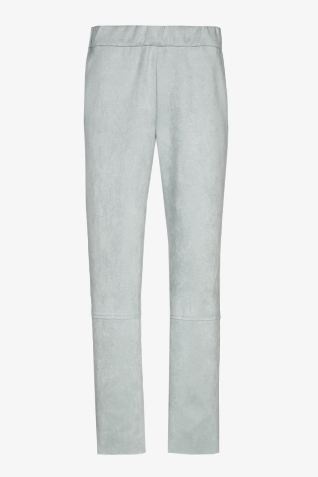 Light green trousers with suede look