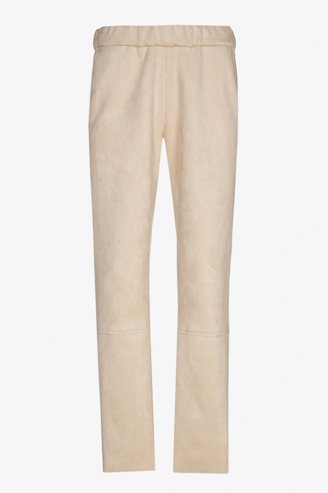 Beige trousers with suede look