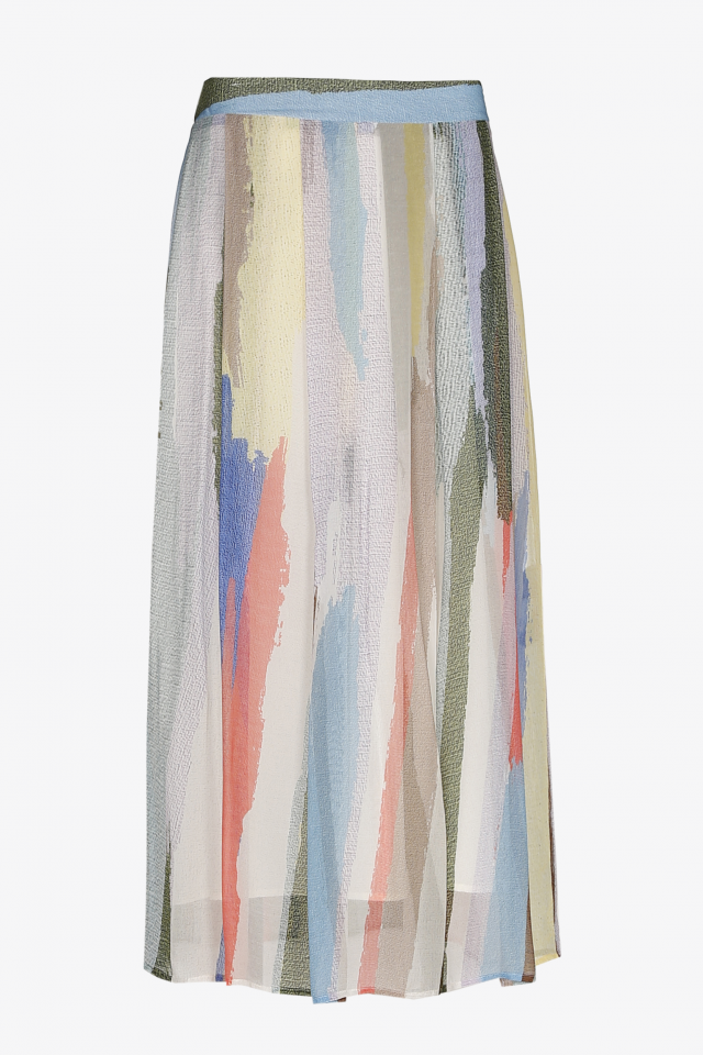 Long colourful skirt with print