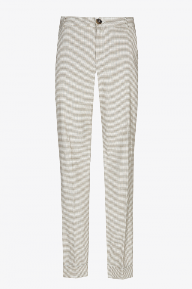 Beige checked trousers with turn-ups