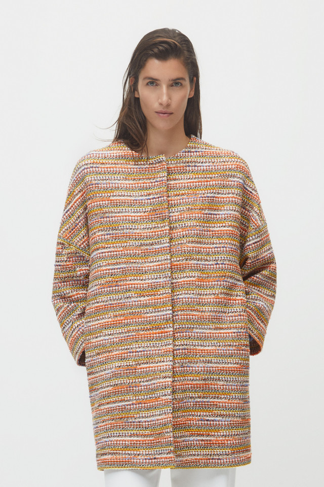 Coat with colourful stripes 