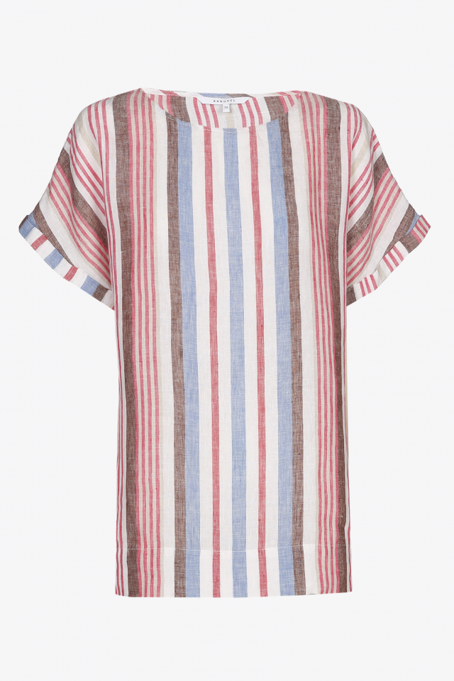 Linen top with pink stripes