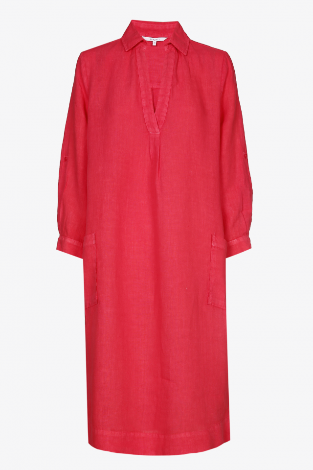 Short pink linen dress