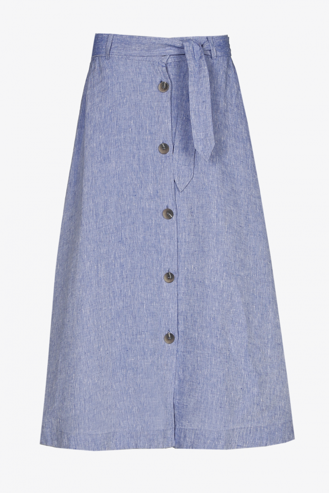 Blue button-down maxi skirt
