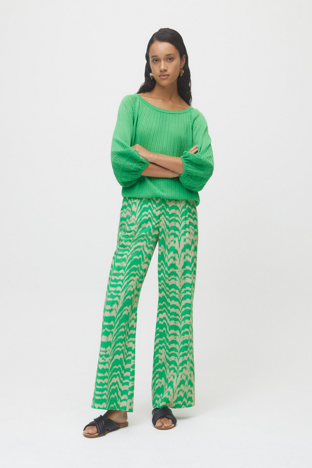 Summer trousers with green print