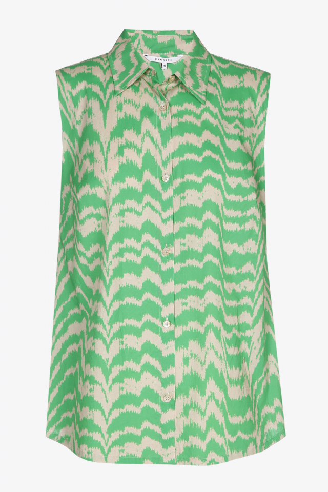 Cotton blouse with green print