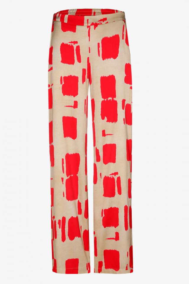 Broek met blokprint