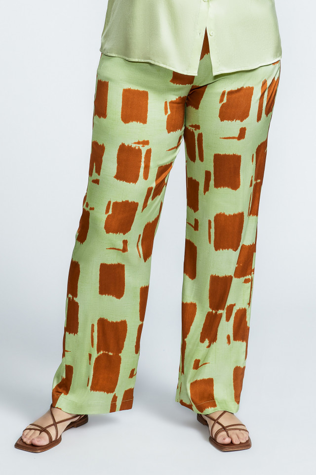 Broek met blokprint