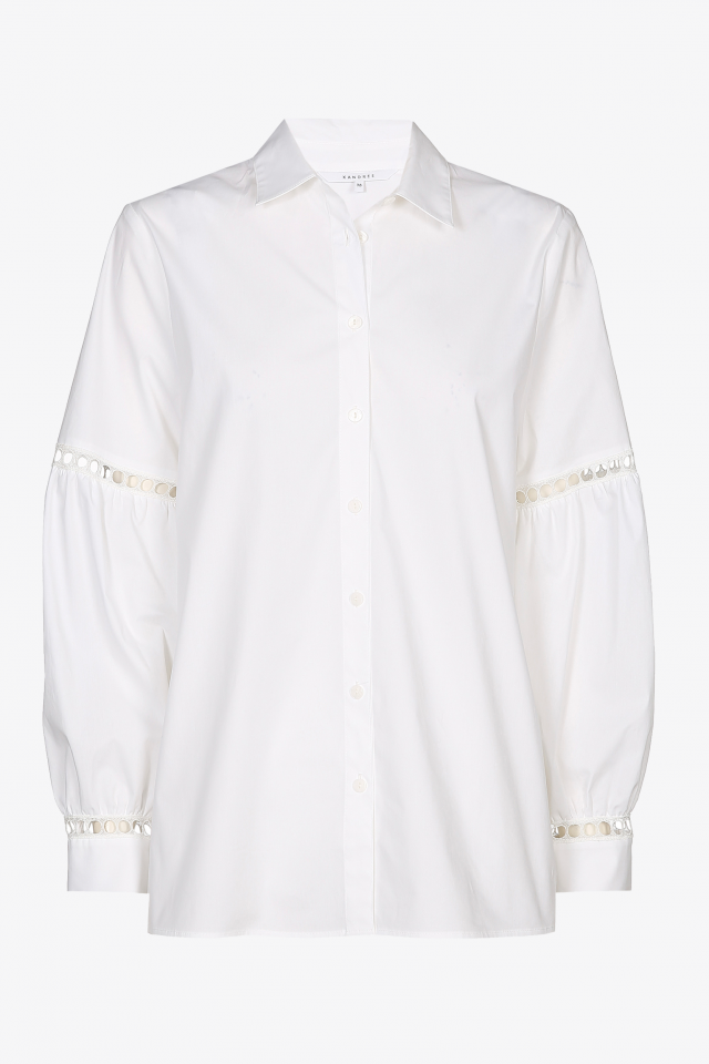 Blouse with shirt collar