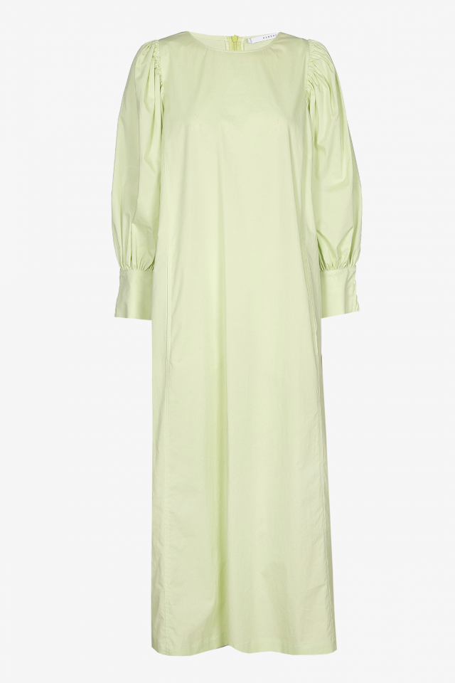 Midi dress with puff sleeves