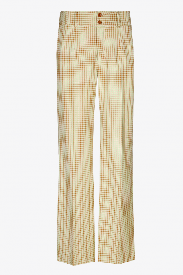 Broek met beenplooi met wijde pijpen