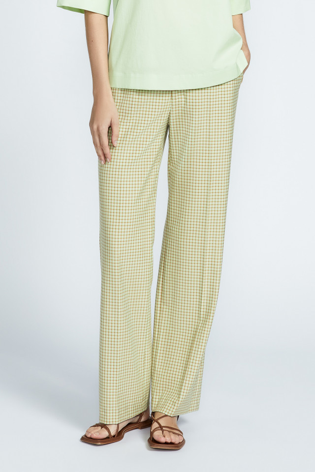 Broek met beenplooi met wijde pijpen