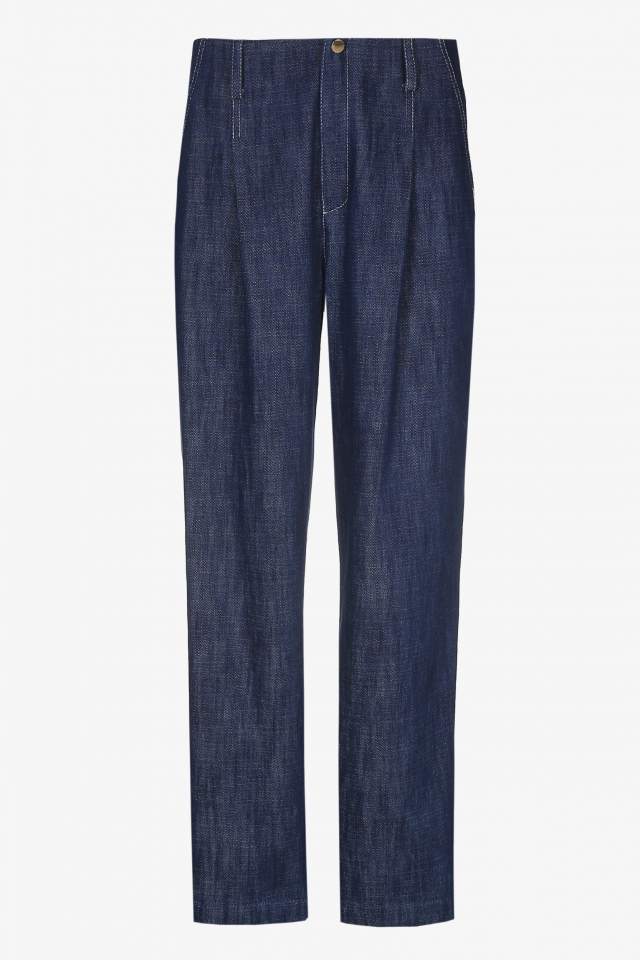 Trousers in supple denim fabric