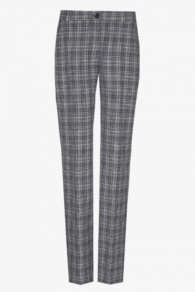 Band pleated trousers with narrow legs