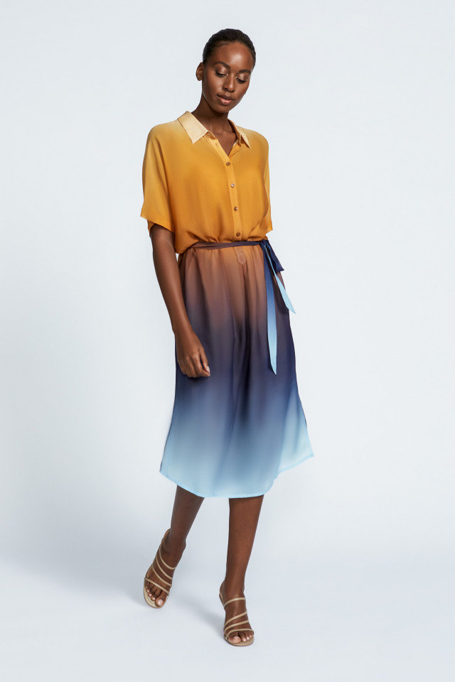 Gradient dress in warm colours
