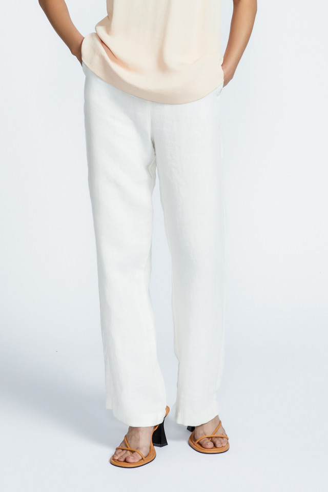 Linen trousers with wide legs