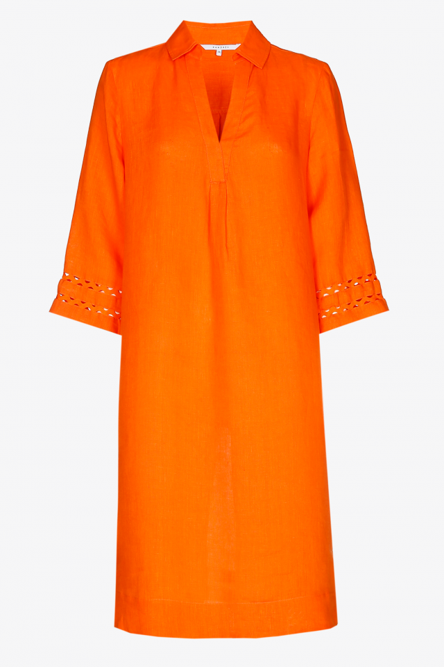 Linen dress with V-neck