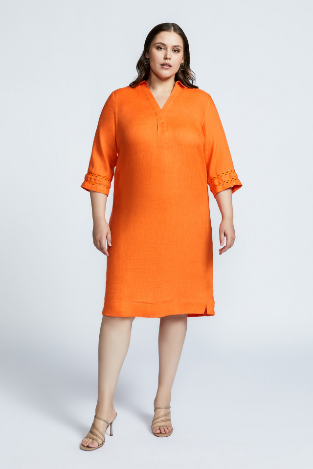 Linen dress with V-neck