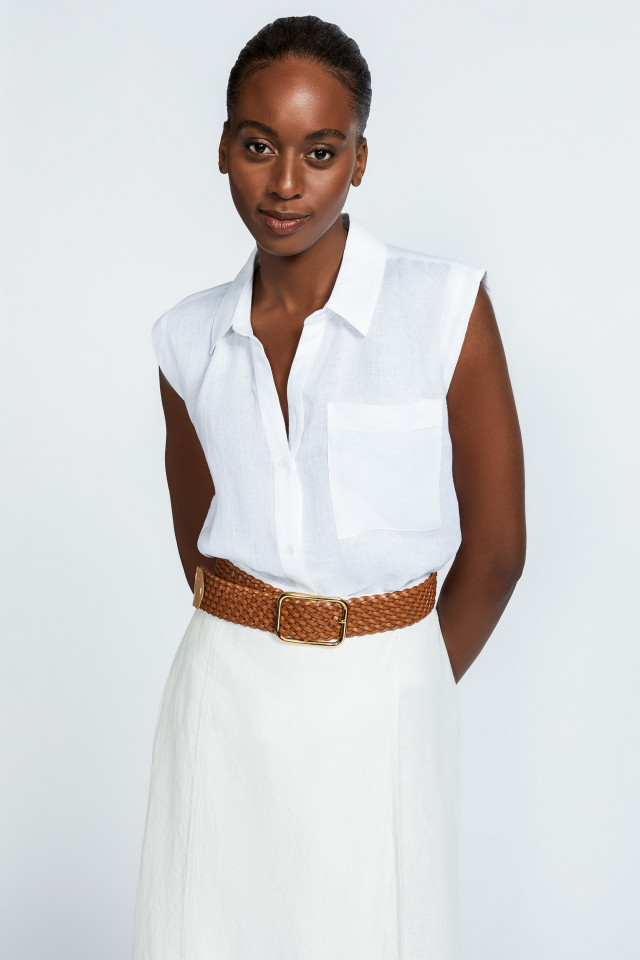 Sleeveless linen shirt