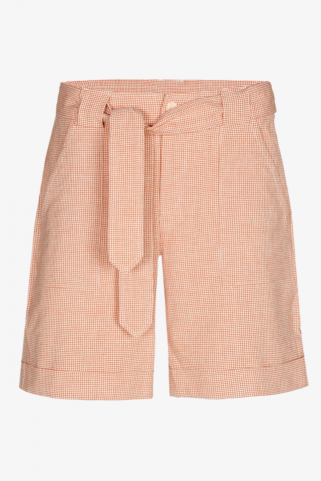 Linen shorts with Gingham print