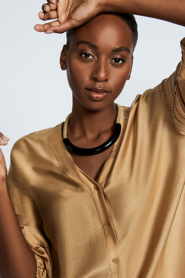 Blouse with satin sheen