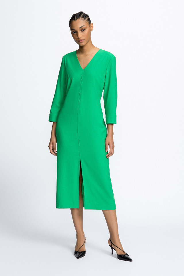 Midi dress with V-neck