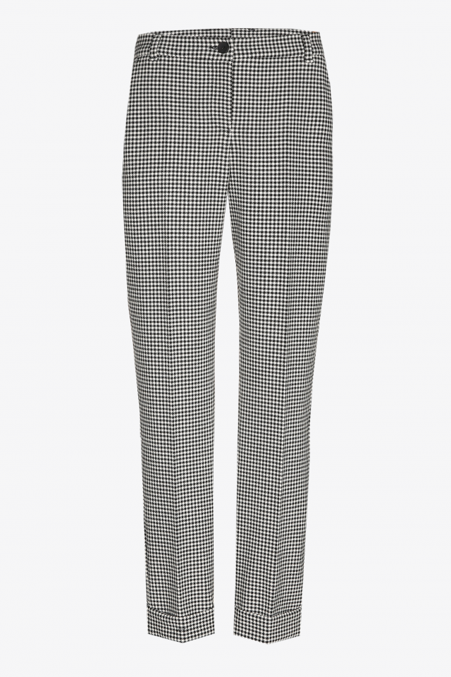 Slim-fit houndstooth trousers