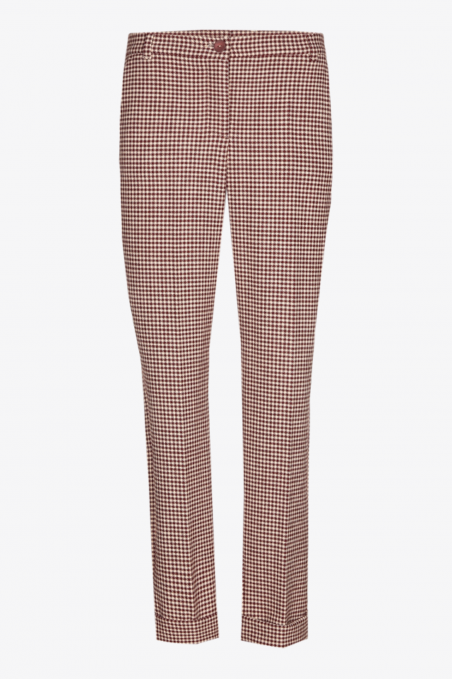 Pantalon étroit à motif pied-de-poule