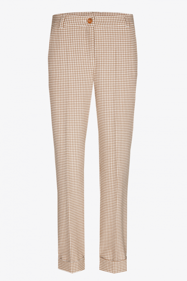 Slim-fit houndstooth trousers
