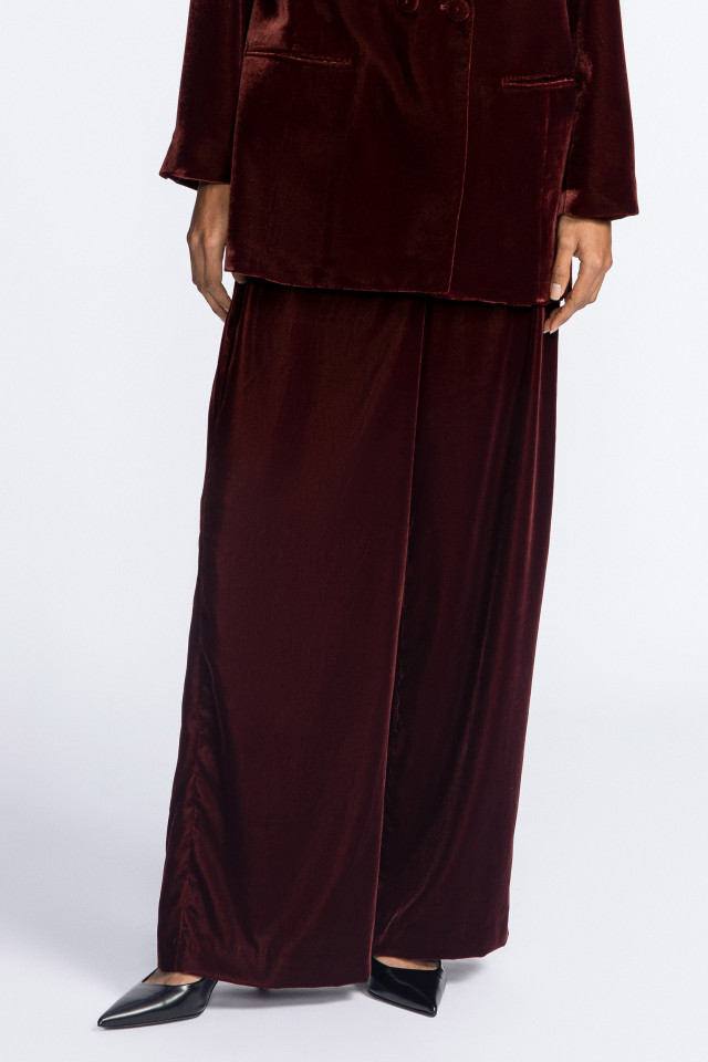 Wijde geklede broek in velvet