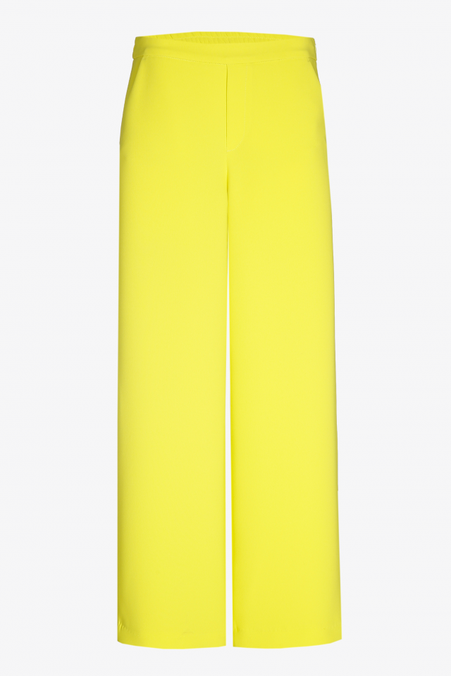 Wide twill trousers with elastic