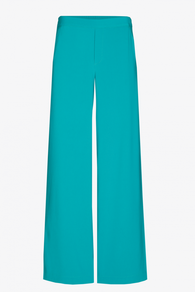 Wide twill trousers with elastic