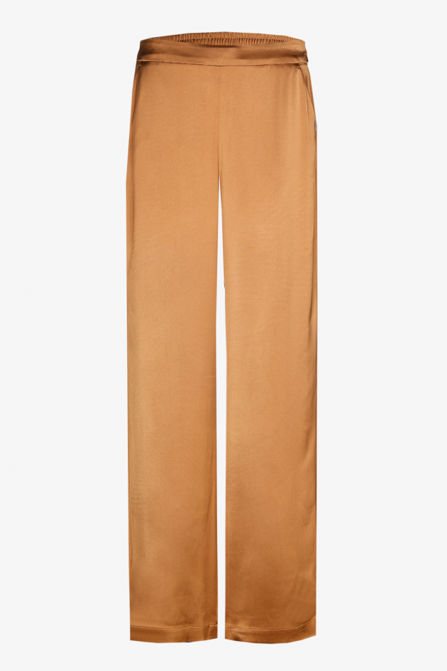 Trousers with satin finish