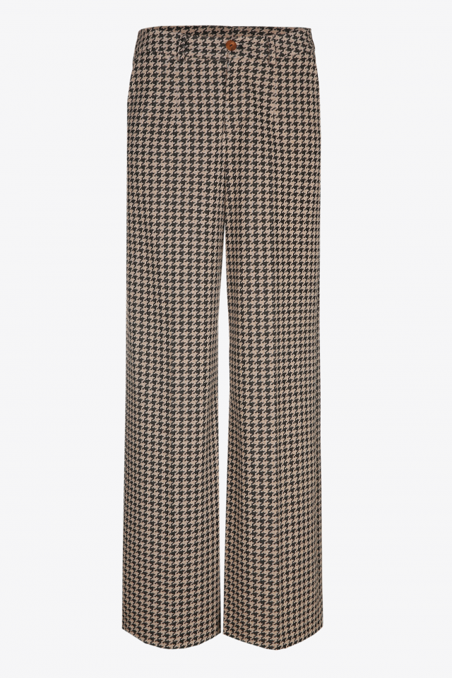 Broek met pied-de-poule print