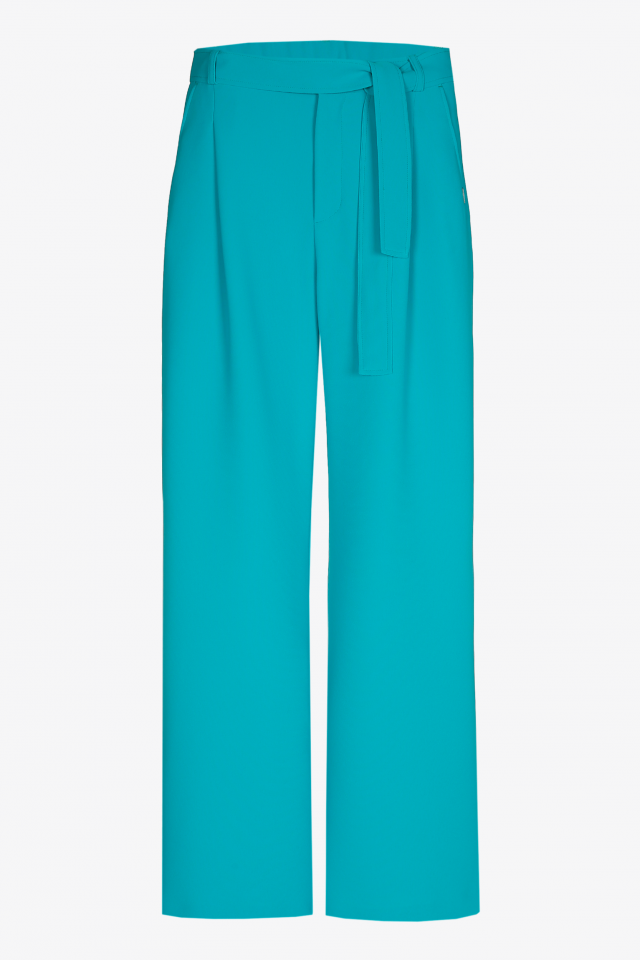 Twillhose mit Stoffgürtel in der Taille