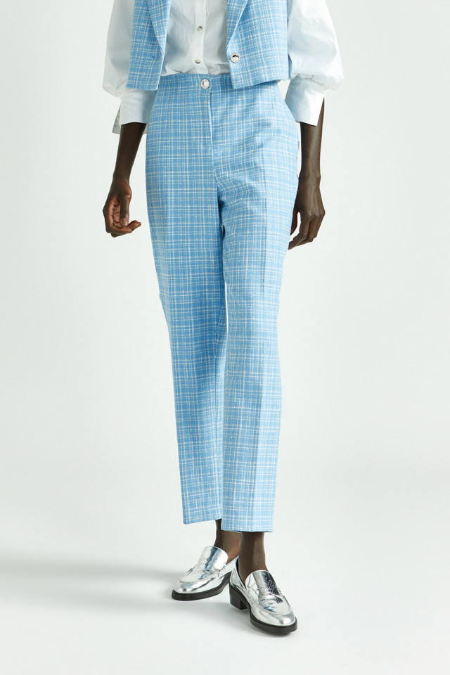 Pantalon à carreaux à jambes étroites
