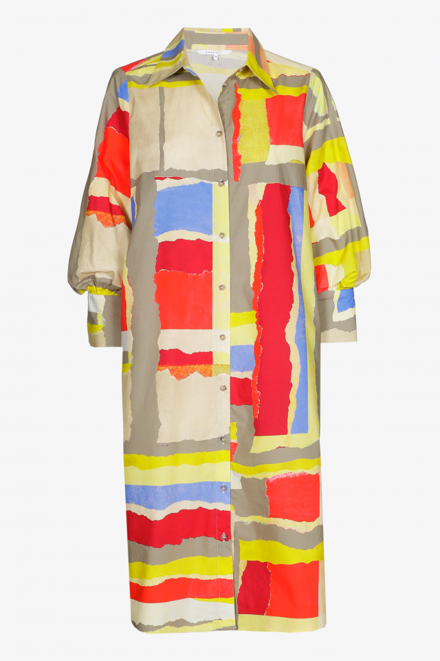Shirt dress in crinkled fabric